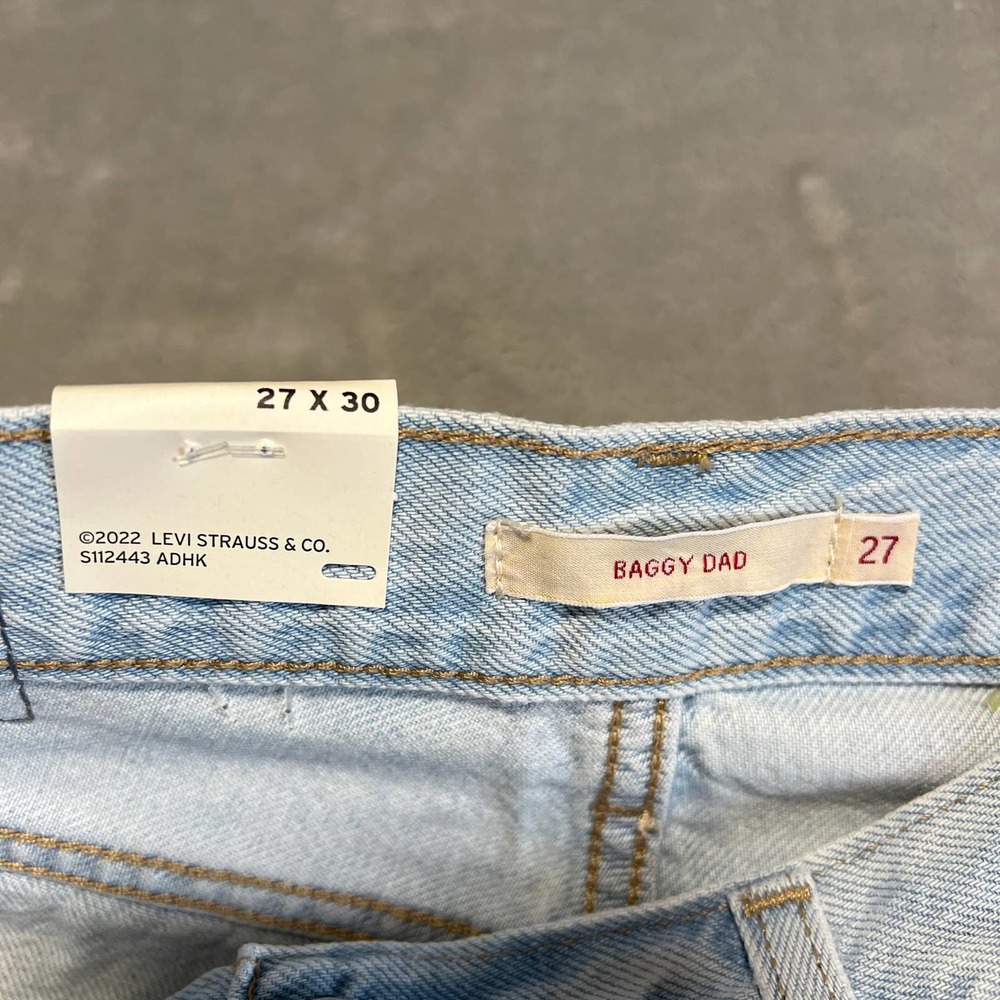 Levi's Premium Denim Baggy Dad Jeans Light Sugar Size 27 X 30 Light Indigo - Picture 5 of 11